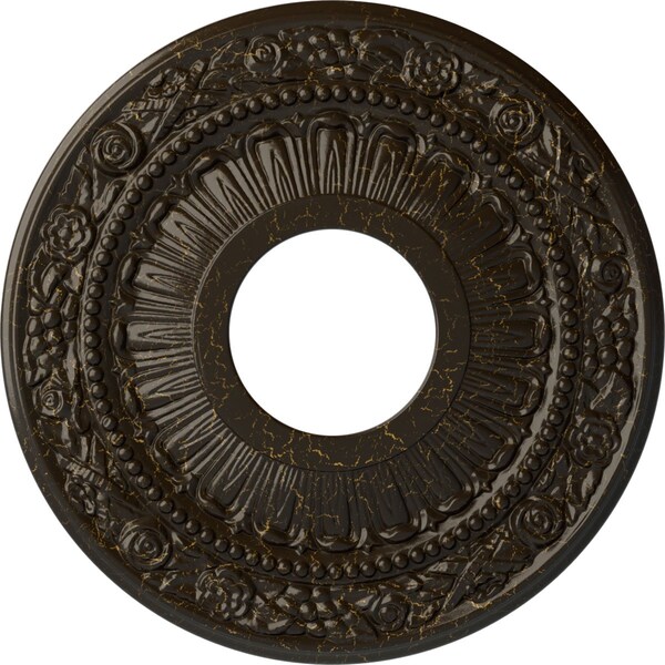 Ekena Millwork Nadia Ceiling Medallion (Canopies up to 4 7/8"), 12 1/8"OD x 3 5/8"ID x 7/8"P, Stone Hearth Crackle CM12NASHC - main